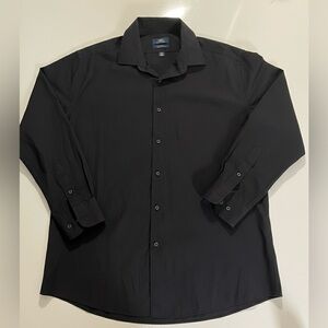 Dockers Fitted Stretch Collar Black Button-Down Shirt